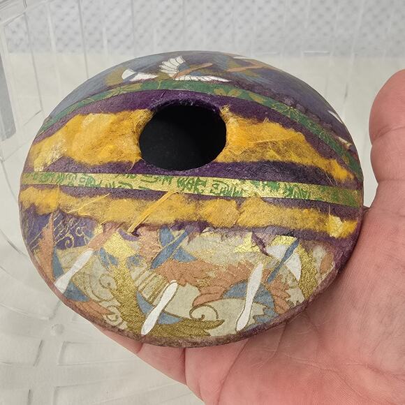 Studio Pottery Abstract Eagles Papier Mache Lidded Jar Urn Pot Signed Kiste - Picture 7 of 12